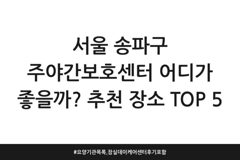 서울 송파구 주야간보호센터