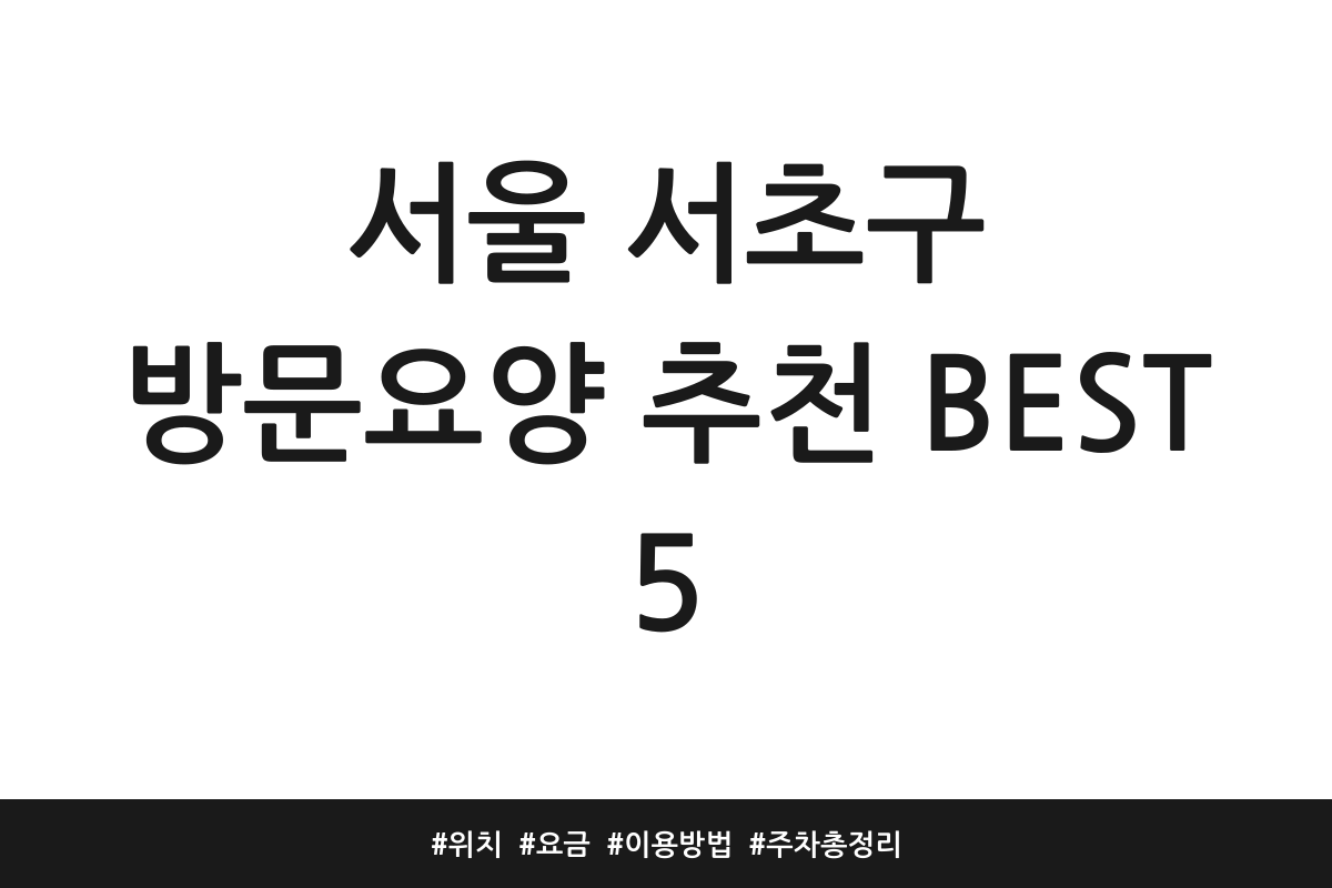 서울 서초구 방문요양 추천